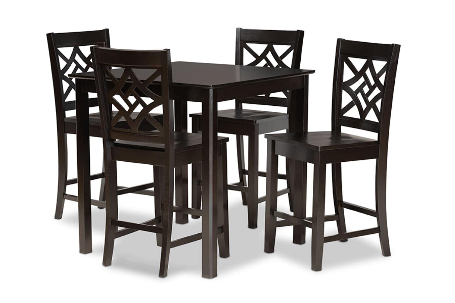 Baxton Studio Nicolette Modern and Contemporary Transitional Dark Brown Finished Wood 5-Piece Pub Set